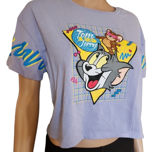 Tom and Jerry Graphic Crop Top - Purple - Picture 2 of 5
